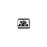 Nomination COMPOSABLE CLASSIC PLATTEN Element aus Edelstahl, mit 925er Silber verziert (27_(Buch mit Blumen))